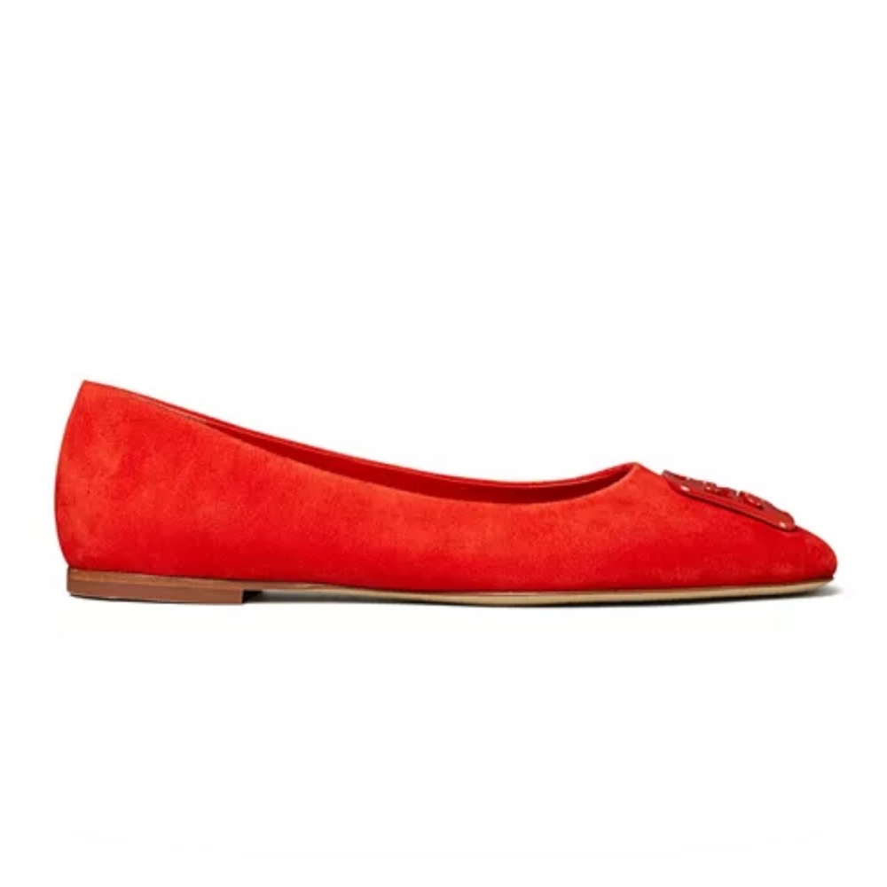 Tory Burch Suede Red Georgia Ballet Flats - Picture 5 of 11